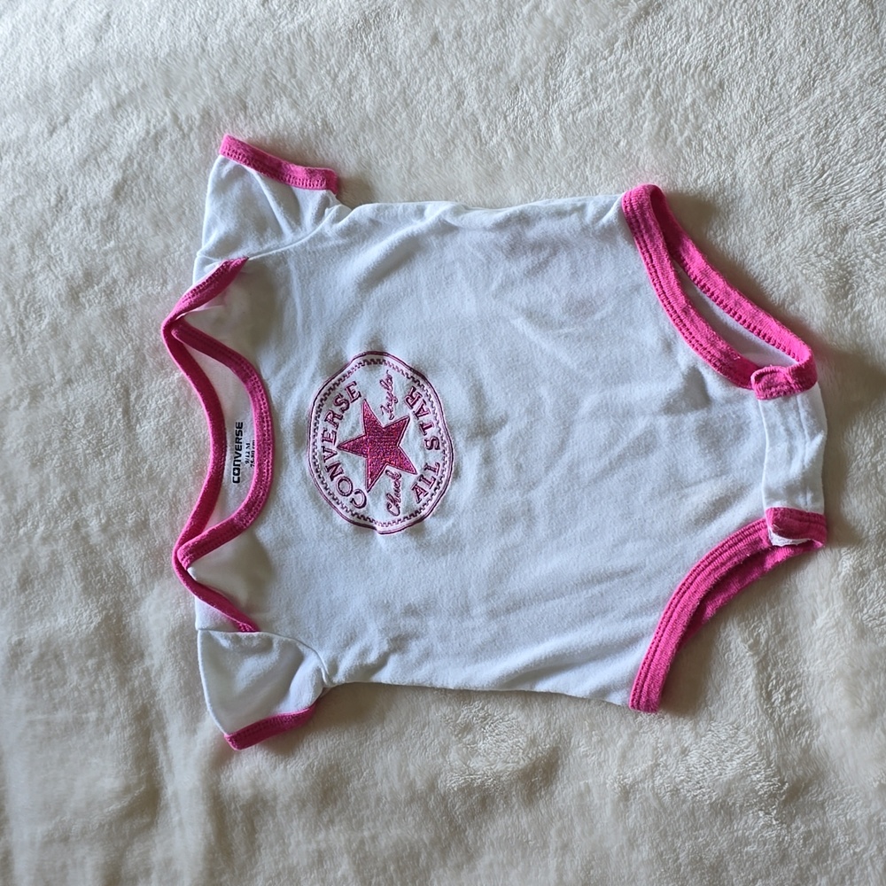 Converse Pink and White Onsie Size 9/12 Months